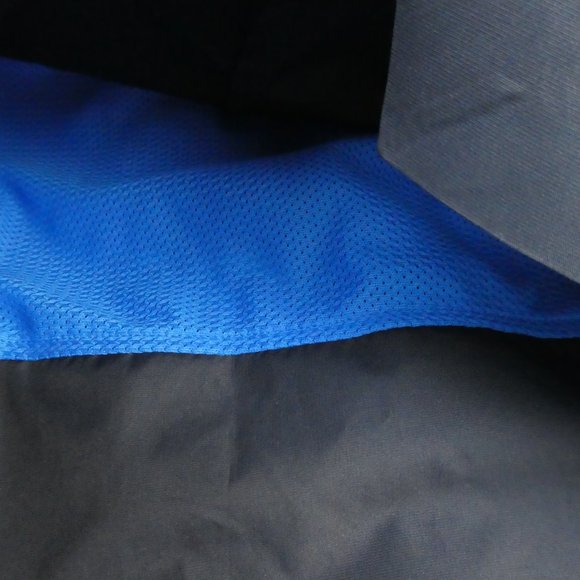 Navy Rain Jacket Champion Hood Zipper Pockets Cape Mesh Back M 8 10 - Picture 4 of 7